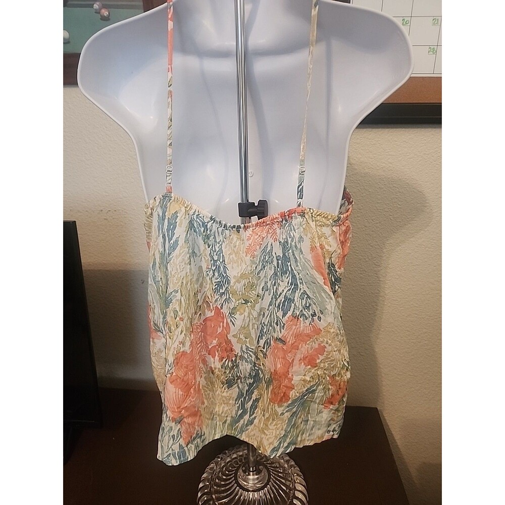 Old Navy Women's Medium Floral Flowy Spaghetti Strap Tank Top Blue Pink M - Picture 4 of 6